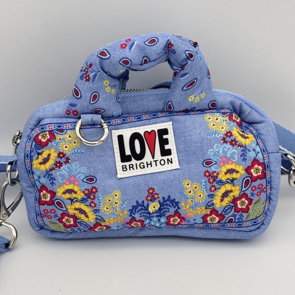 Brighton Bandana Love Crossbody Mini Bag Purse Floral Blue Womens Boho Festival - Picture 2 of 8